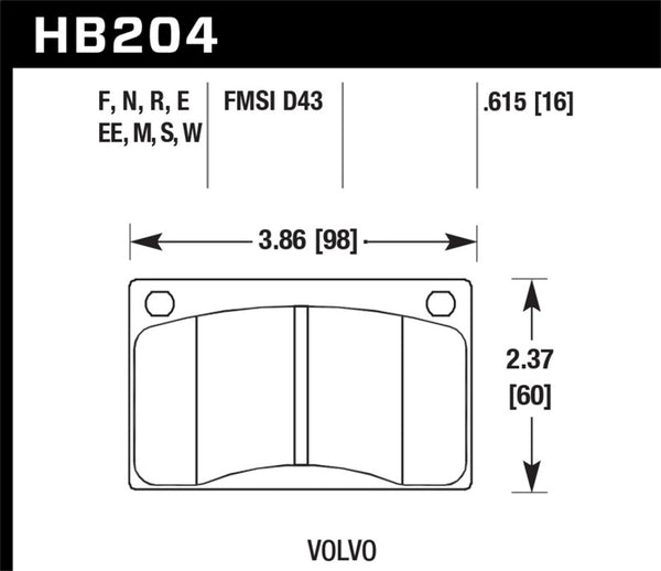 Hawk DTC-30 Front Race Brake Pads for 90-93 Volvo 240