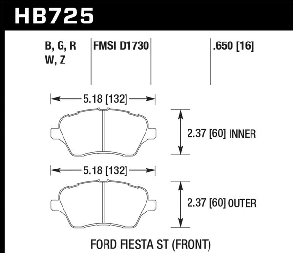 Hawk HPS 5.0 Front Brake Pads for 2014 Ford Fiesta ST