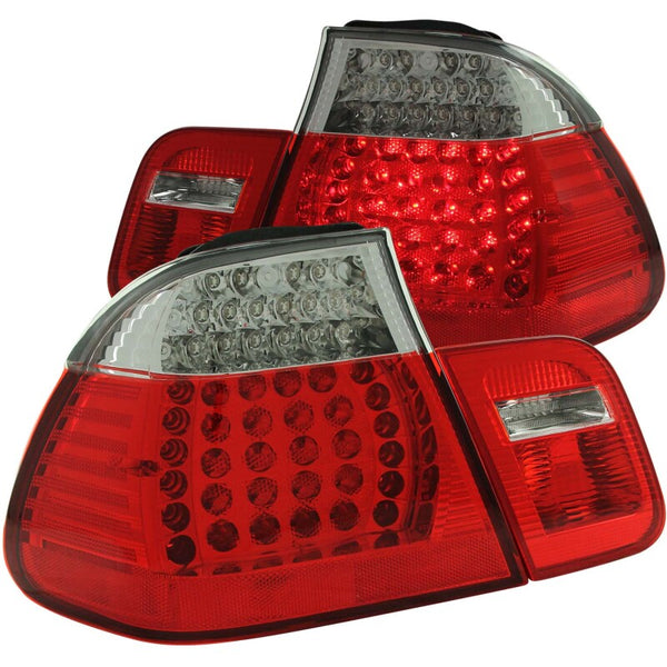 ANZO LED Tail Lights Red/Clear for 19992001 BMW 3 Series E46 (4-Piece Set)