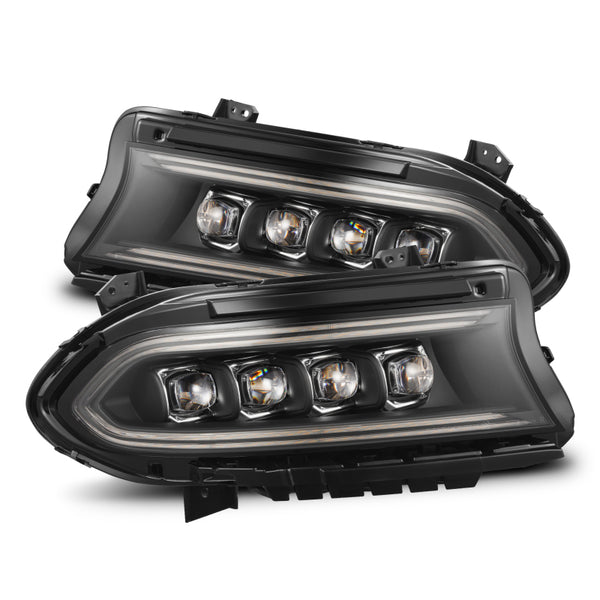 AlphaRex NOVA-Series LED Projector Headlights for 2015-2023 Dodge Charger - Black (Activation Light, Sequential Signal)