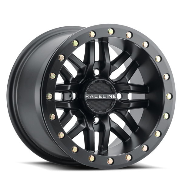 Raceline A91B Ryno 15x8in / 4x137 BP / 10mm Offset / 110.18mm Bore - Satin Black Beadlock Wheel