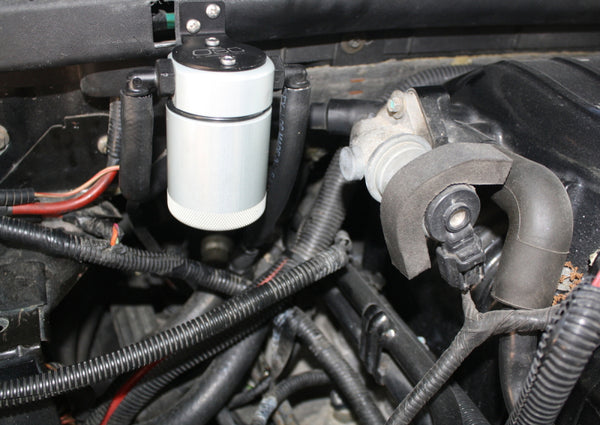 J&L Oil Separator for 99-04 Ford Lightning - Passenger Side - Clear Anodized