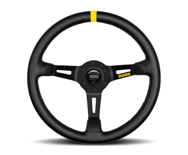 Momo MOD08 Steering Wheel 350 mm - Black Leather/Black Spokes/1 Stripe