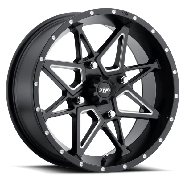 ITP Tornado 14X7 / 4x156 BP / 4+3 Offset Matte Black w/ Milled Accents Wheel