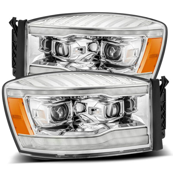 AlphaRex LUXX LED Projector Headlights Chrome w/ Sequential Indicator & DRL Dodge Ram 1500HD 2006-2008