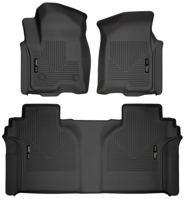 Husky Liners 2019-2023 Chevrolet Silverado 1500 Crew Cab WeatherBeater Black Front & 2nd Seat Floor Liners