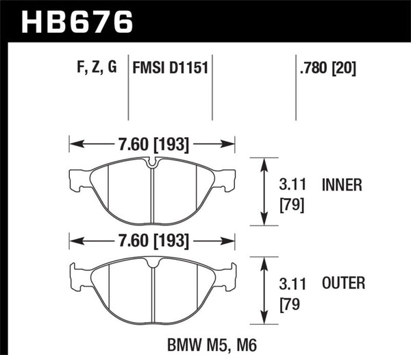 Hawk Performance Ceramic Street Brake Pads for 06-10 BMW M5/M6