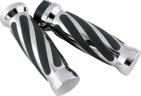 Bikers Choice Dual Cable Twisted Grips Chrome/Black for 19812017 XL & Big Twin