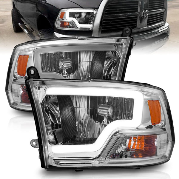 ANZO Crystal Headlights w/ Light Bar (Chrome Housing) for Dodge Ram 1500/2500/3500 20092018