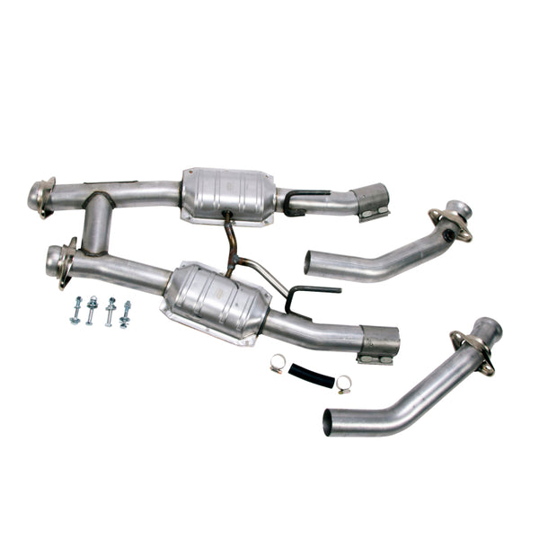 BBK High Flow H-Pipe w/ Catalytic Converters - 2.5in Aluminized Steel - 1986-1993 Mustang 5.0