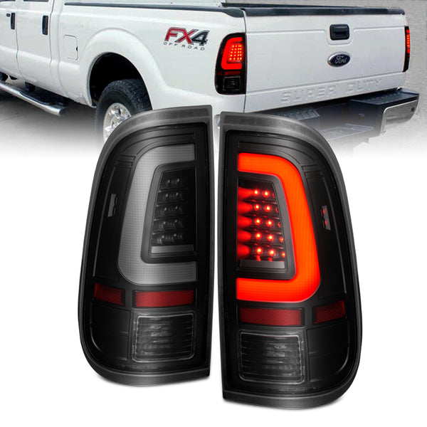 ANZO LED Tail Lights Black Housing Smoke Lens for Ford F-250 Super Duty 20082016