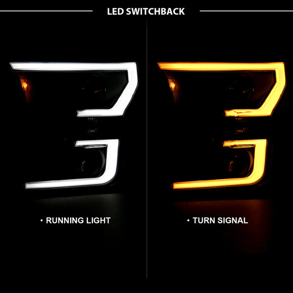 ANZO Projector Headlights Black Housing w/ Amber Switchback for 20152017 Ford F-150