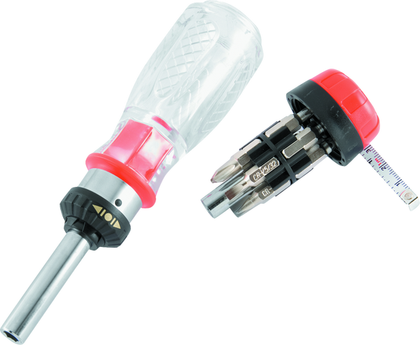 BikeMaster 14-in-1 Multipurpose Screwdriver with 1m Tape Measure (12 Tips + Socket Wrench)