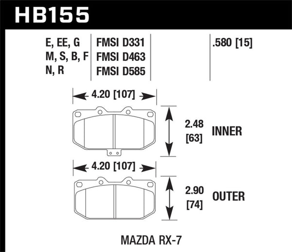 Hawk Performance HPS Front Brake Pads for 93-95 Mazda RX-7