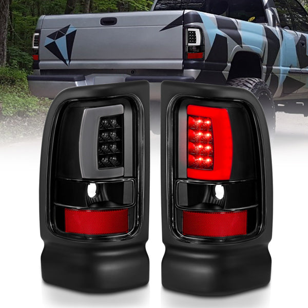 ANZO LED Tail Lights for 1994-2001 Dodge Ram 1500 - Black Housing, Clear Lens