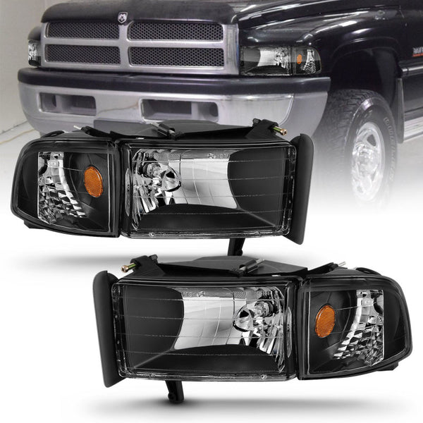 ANZO Black Crystal Headlights (Pair) for Dodge Ram 19942001