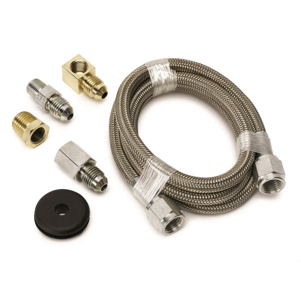 AutoMeter #4 Braided Stainless Steel Line 3ft w/ NPT Fittings (-4AN)