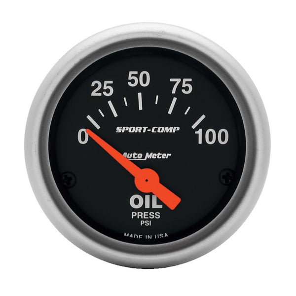 AutoMeter Sport-Comp 52mm Electronic Oil Pressure Gauge 0-100 PSI
