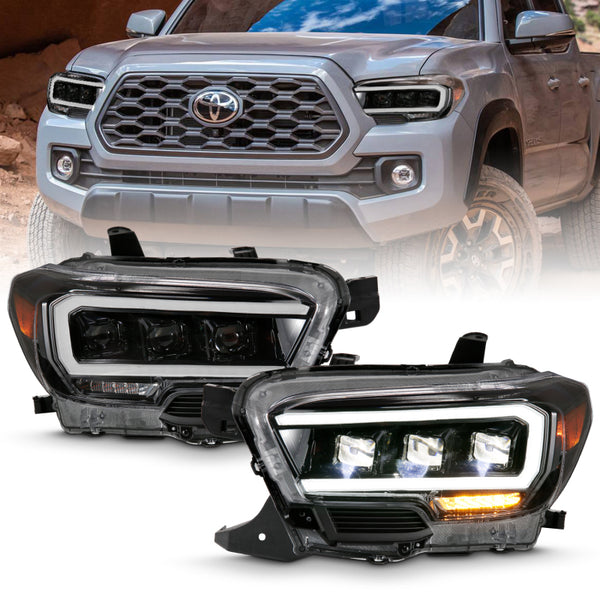 ANZO LED Projector Headlights for Toyota Tacoma 2016-2023 - Black Housing with Amber