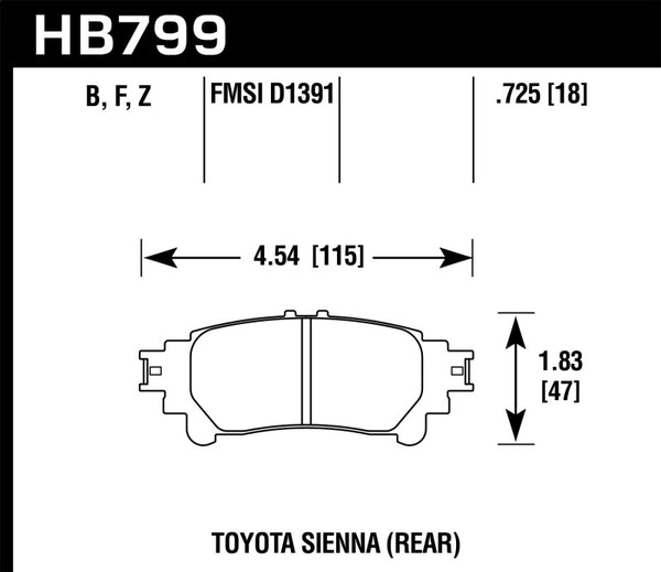 Hawk Performance Ceramic Rear Brake Pads for 2014-2016 Toyota Highlander