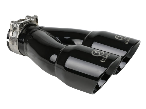 aFe Takeda 2.5in Stainless Steel Clamp-on Exhaust Tip - Black Finish