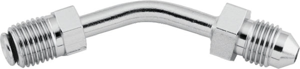 Twin Power Stainless Brake Fitting Male 3/8-24 Inverted Flare to AN-3 Male 45 Degree Adaptor Tube