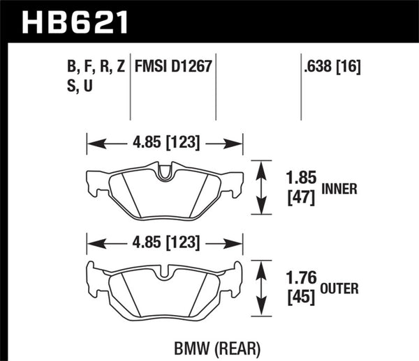 Hawk Performance 2011 BMW 125i HPS 5.0 Rear Brake Pads