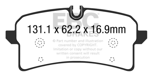 EBC Yellowstuff Rear Brake Pads for 14+ Porsche Macan 3.6 Twin Turbo