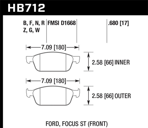 Hawk HPS Front Performance Brake Pads for Ford Focus (13 Model Year)