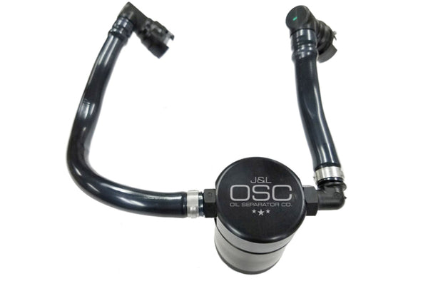 J&L Oil Separator for 2018-2023 Ford Mustang GT - Passenger Side - Black Anodized