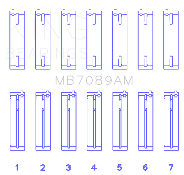 King Engine Bearings Audi/Volkswagen ABV/AES/AUE Crankshaft Main Bearing Set (Set of 7) - Size STD
