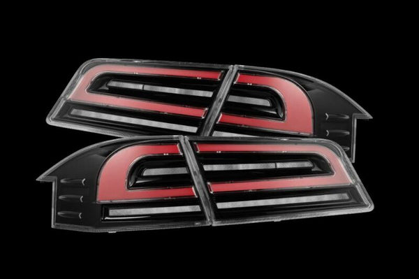 AlphaRex LUXX-Series LED Tail Lights for 20162021 Tesla Model S (Black/Red)