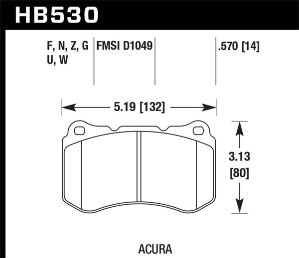 Hawk DTC-60 Race Front Brake Pads for 07-08 Acura TL Type S