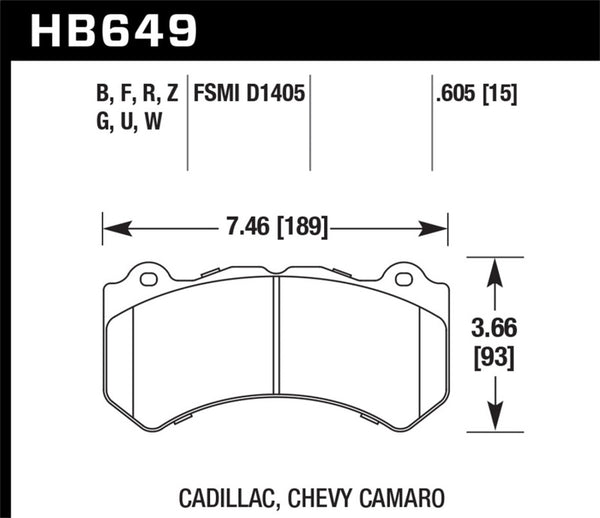 Hawk DTC-60 Front Race Brake Pads for 08-12 Cadillac CTS-V & 12 Jeep Grand Cherokee SRT8