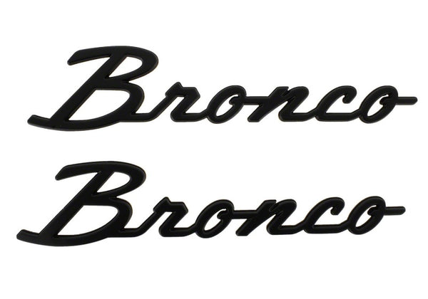 Ford Racing Bronco Classic Script Fender Badges - Matte Black (2021-2025)