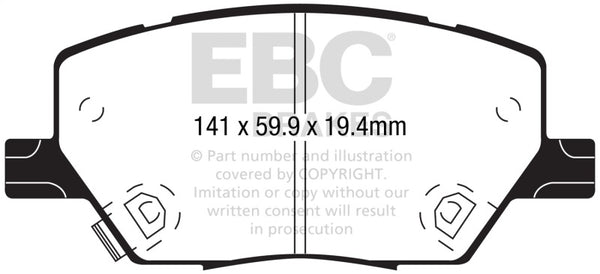 EBC Greenstuff Front Brake Pads for 2015+ Fiat 500X 1.4L Turbo