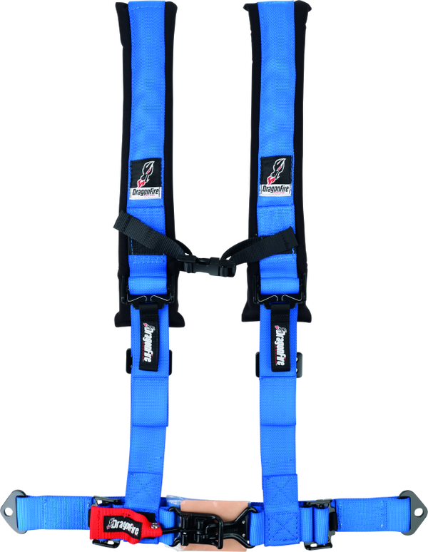 DragonFire Racing H-Style 4-Point Harness with 2in Buckle - Blue