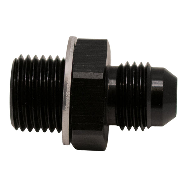 DeatschWerks 6AN Male Flare to M16x1.5 Metric Adapter with Washer - Anodized Matte Black