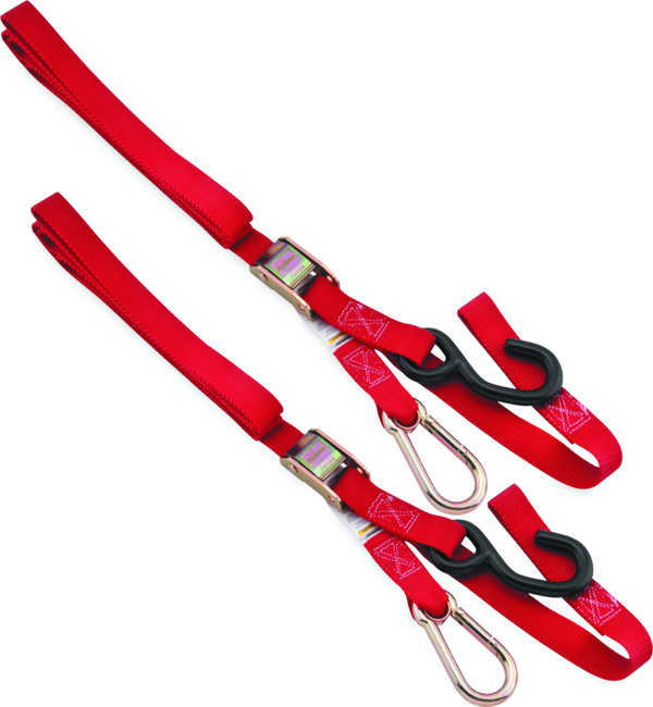 BikeMaster Red Softhook Carabiner Tie-Down Strap Double-Stitched Nylon Webbing