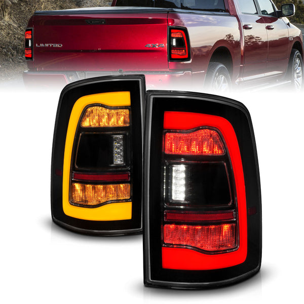 ANZO Smoke Black Sequential LED Tail Lights w/ Switchback Amber Signal - Dodge Ram 1500 (2009-2018)