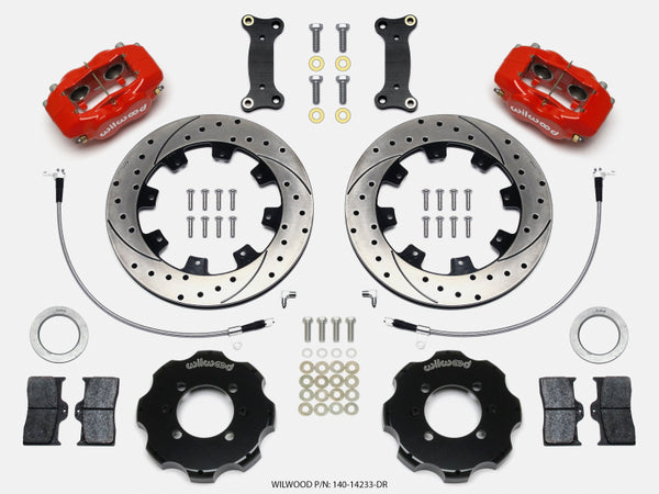 Wilwood Forged Dynalite Front Hat Kit 12.19in Drilled Red 2016-Up Mazda MX5 Miata w/ Lines