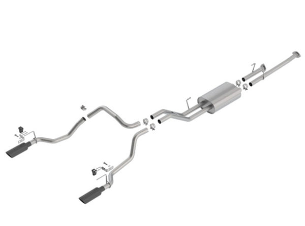 Borla Cat-Back Touring Exhaust for 14-18 Toyota Tundra 4.6L/5.7L V8 Crew Max - Black Chrome Tips