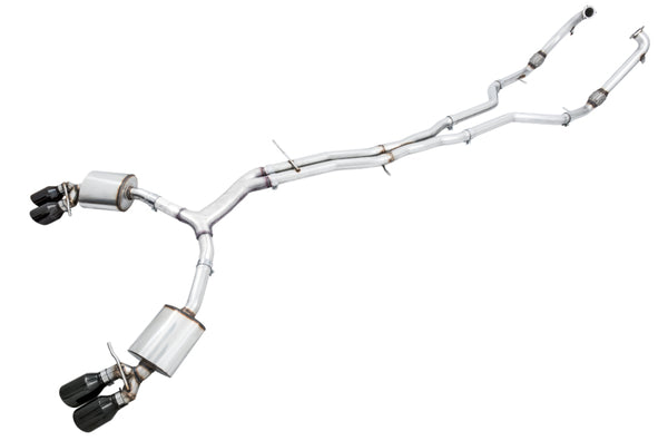 AWE Tuning Touring Edition Catback Exhaust for Audi B9 S5 Sportback - Non-Resonated, Black 102mm Tips