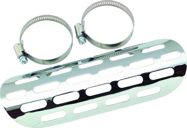 Bikers Choice Chrome Perforated Heat Shield Fits 1-3/4 to 2 Inch Pipe Custom