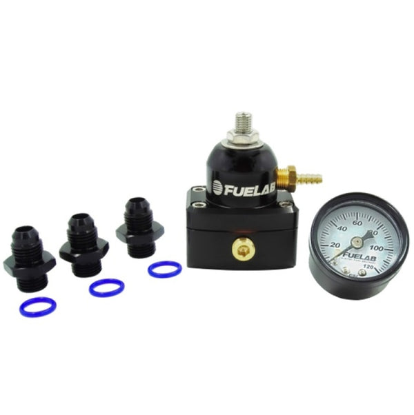 Fuelab 535 EFI Adjustable Mini Fuel Pressure Regulator 25-90 PSI with Gauge Kit