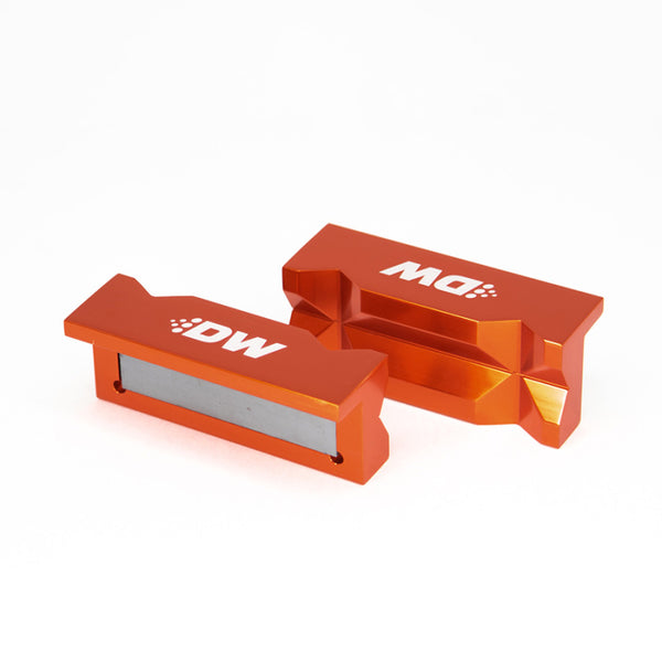DeatschWerks 4in. Aluminum Soft Jaws with Magnet - Orange Anodized