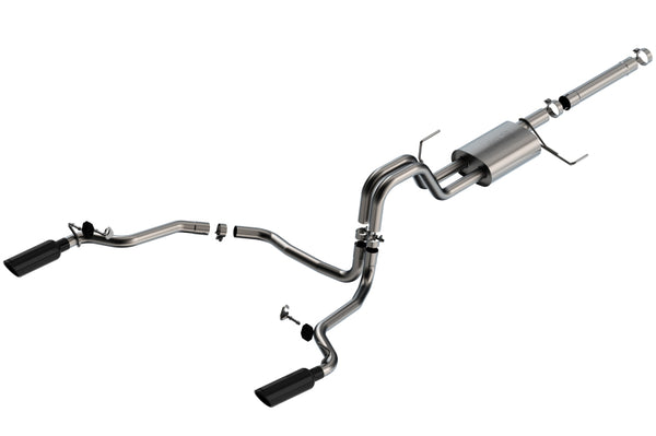 Borla S-Type Catback Exhaust for 2021-2022 Ford F-150 PowerBoost 3.5L V6 2WD & 4WD - Black Chrome Tips