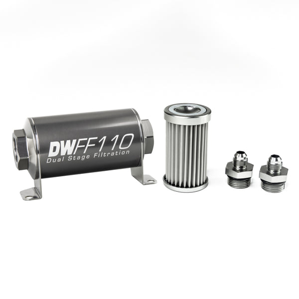 DeatschWerks 6AN Stainless Steel 5 Micron Inline Fuel Filter Housing Kit - 110mm