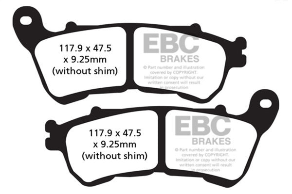 EBC 14-15 H-D Sportster XL 883 R Roadster (w/Laced Wheel) Frt Lft/Rght FA-SFA-X Brake Pads