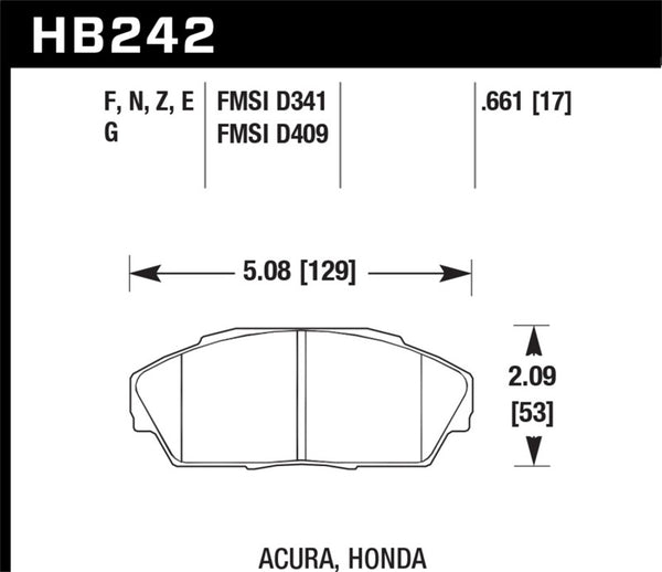 Hawk DTC-60 Race Front Brake Pads for 86-01 Acura & 88-93 Honda Models